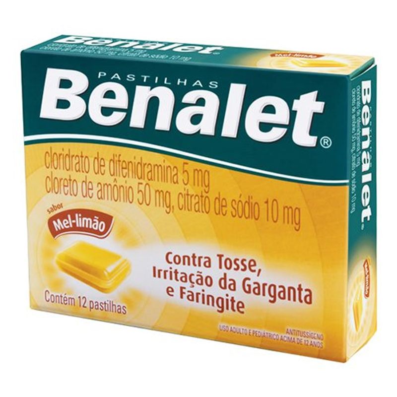 benalet 12 pastilhas sabor mel e limão