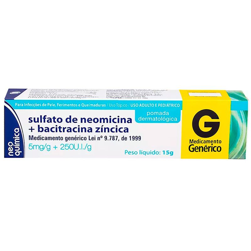 sulfato de neomicina+bacitracina zincica pomada neo química 15g