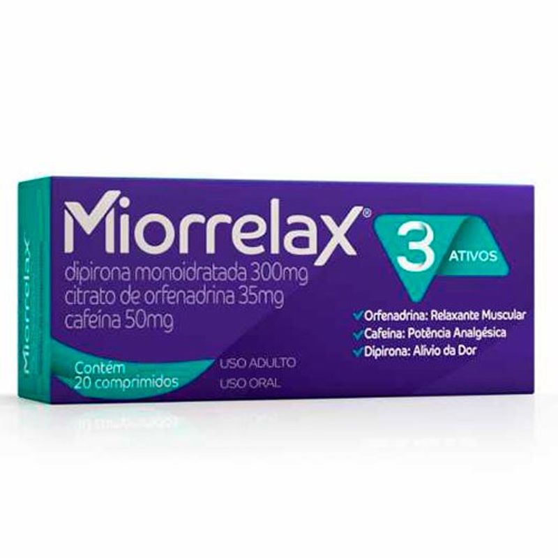 miorrelax 300mg + 50mg + 35mg 20 comprimidos neo química