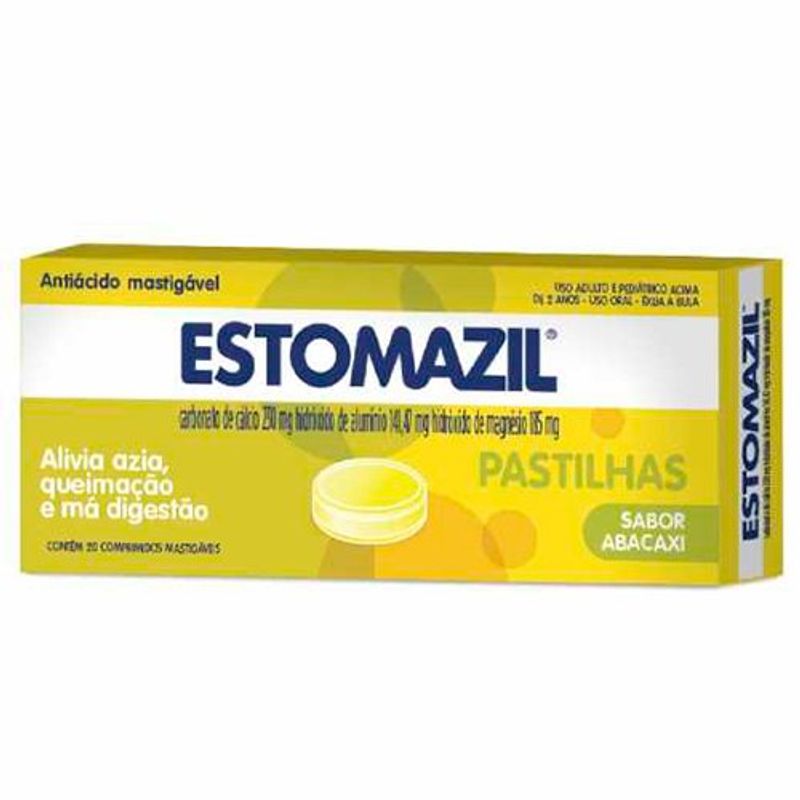 estomazil 230 + 141,47+ 185mg 20 pastilhas mastigáveis sabor abacaxi cosmed referência