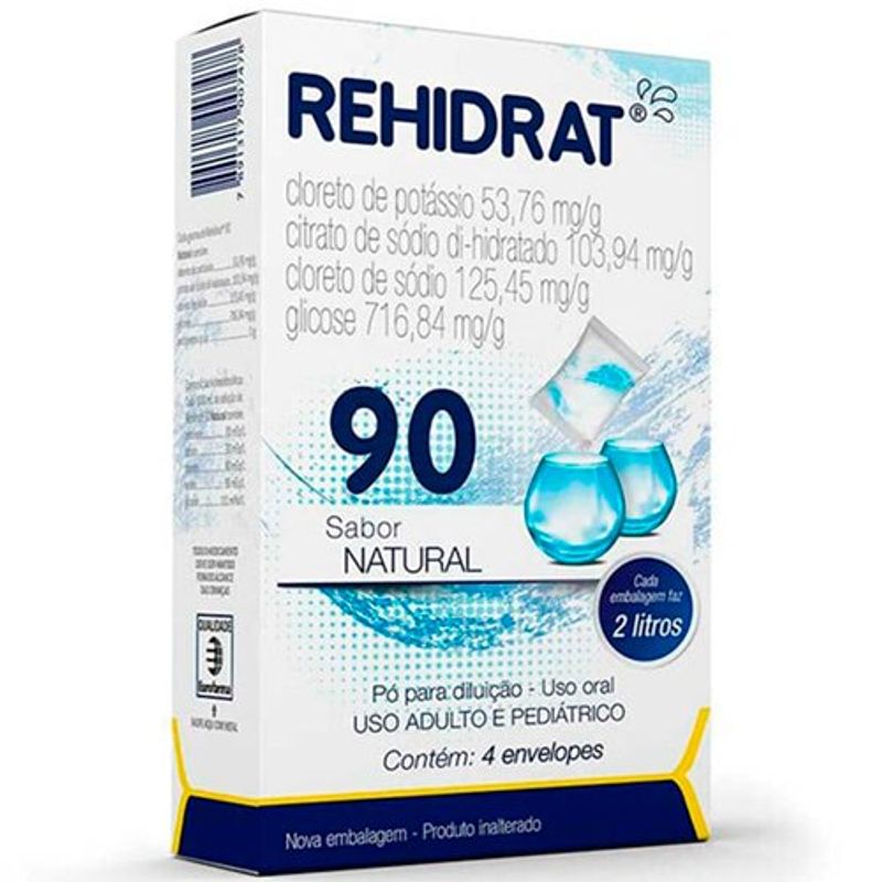 rehidrat 90 53,76mg/g + 103,94mg/g + 125,45mg/g + 716,84mg/g 4 envelopes