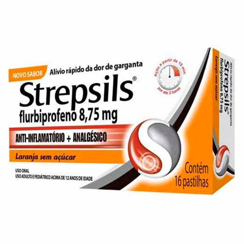 strepsils 16 pastilhas sabor laranja