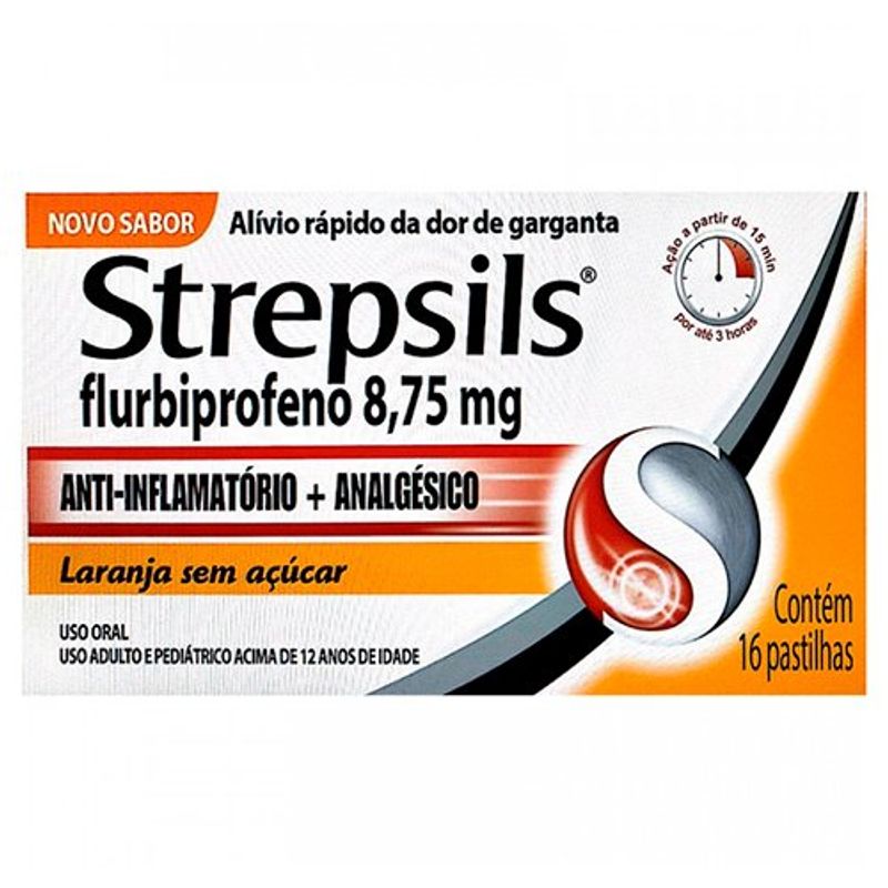 strepsils 16 pastilhas sabor laranja