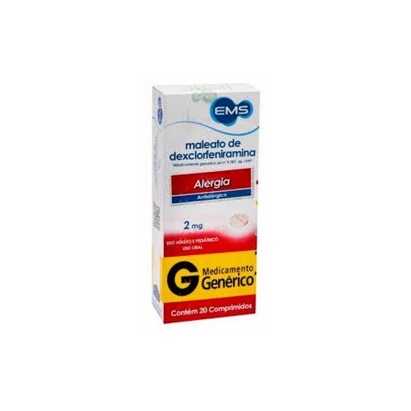 maleato de dexclorfeniramina ems 2mg genérico 20 comprimidos