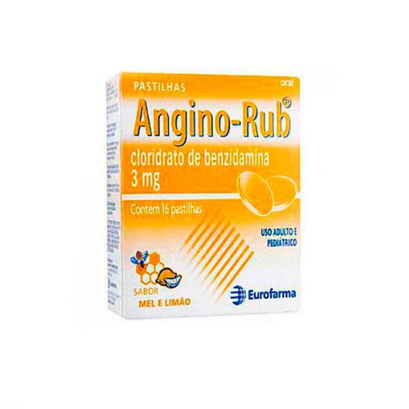 angino rub 3mg 16 pastilhas sabor mel e limão