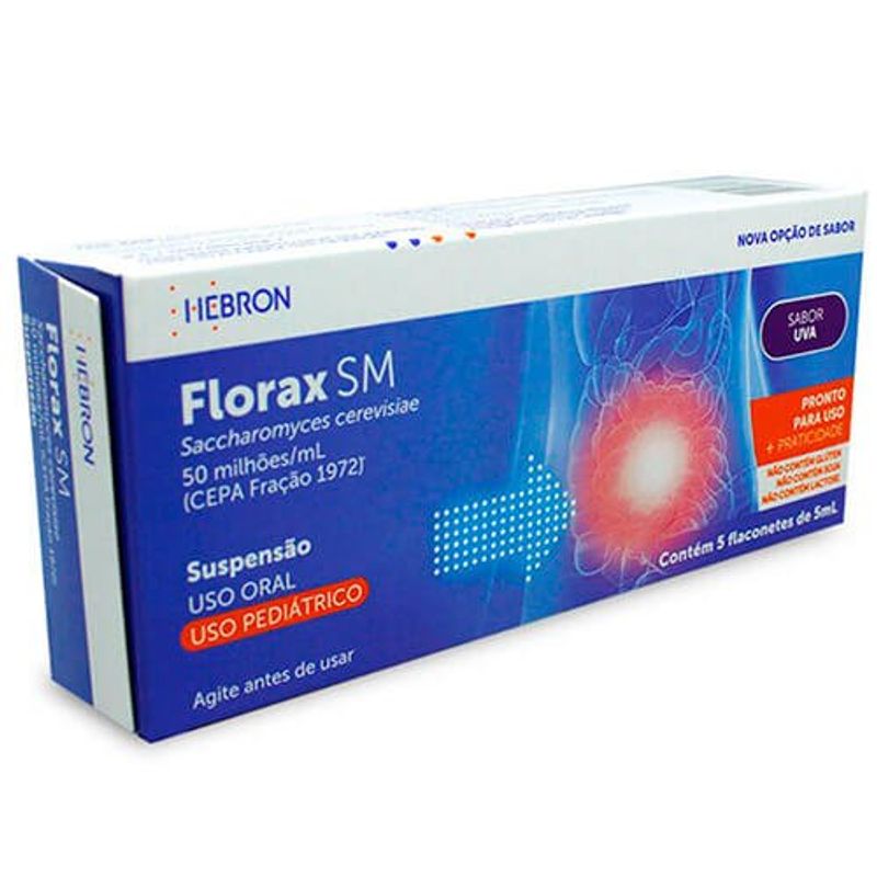 florax sm pediátrico sabor uva 5 flaconetes