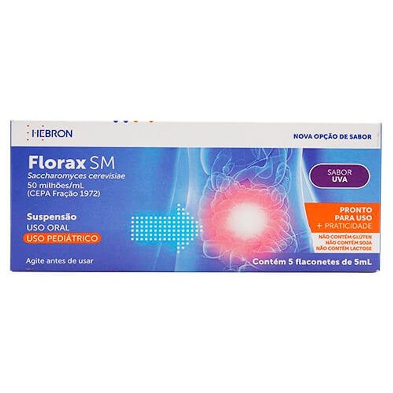 florax sm pediátrico sabor uva 5 flaconetes