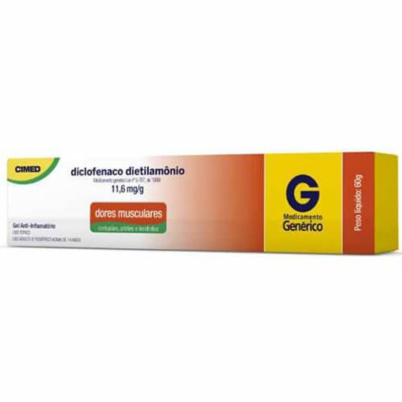 diclofenaco dietilamônio 11,6mg/g gel 60g cimed