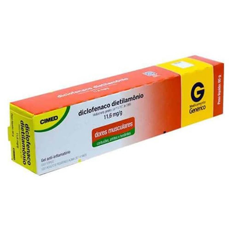 diclofenaco dietilamônio 11,6mg/g gel 60g cimed