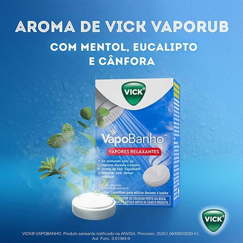 vick vapobanho vapores relaxantes 3 pastilhas