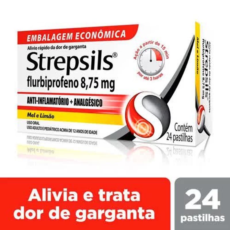 strepsils 8,75mg 24 pastilhas sabor mel e limão reckitt benckiser referência