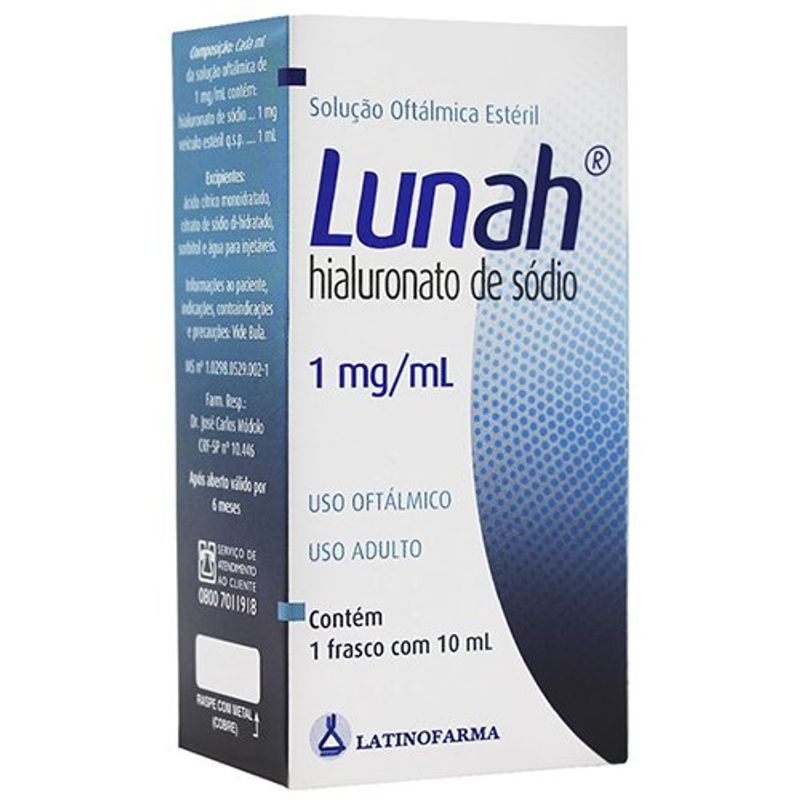 lunah 1mg/ml solução oftálmica 10ml