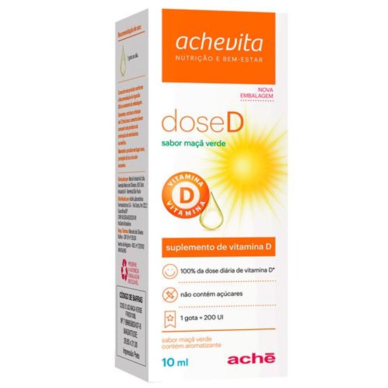 dose d 200ui/gota solução oral 10ml sabor maçã verde ache