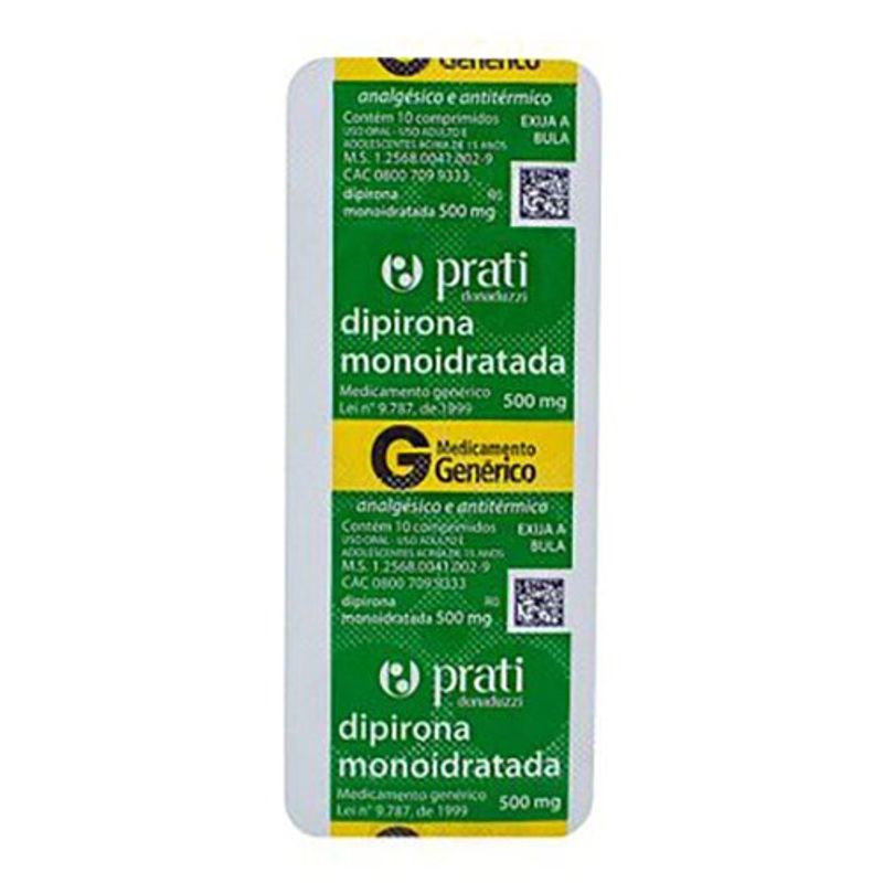 dipirona 500mg 10 comprimidos prati donaduzzi genérico