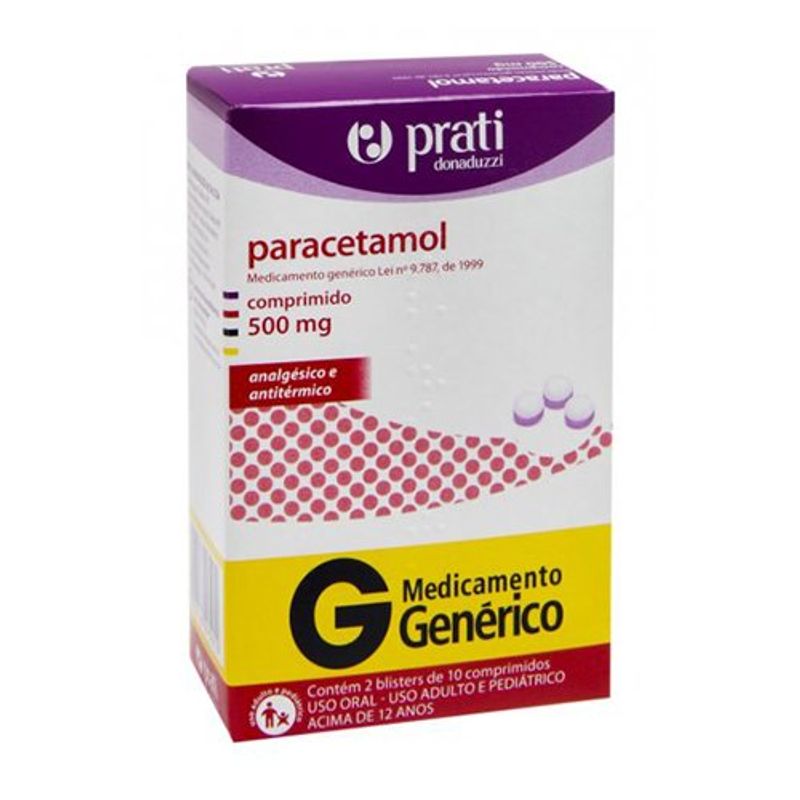 paracetamol 500mg 20 comprimidos prati donaduzzi