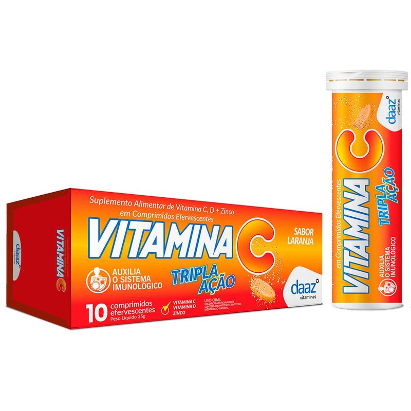 vitamina c tripla ação daaz 10 comprimidos efervescentes