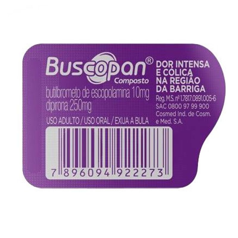 buscopan composto blister 4 comprimidos 10mg+250mg hypera pharma