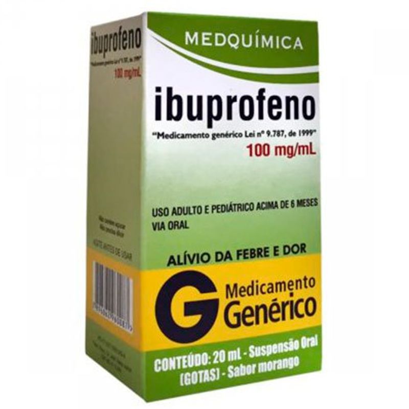 ibuprofeno 100mg suspensão oral frasco gotas 20ml medquímica genérico