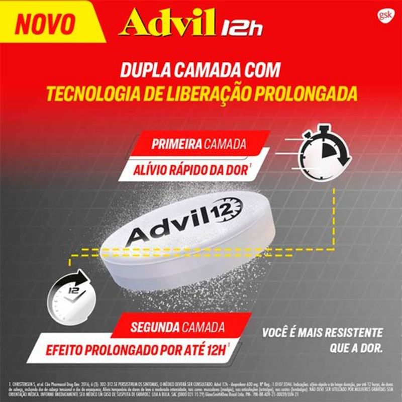 advil 12h 600mg 12 comprimidos revestidos de liberação prolongada haleon