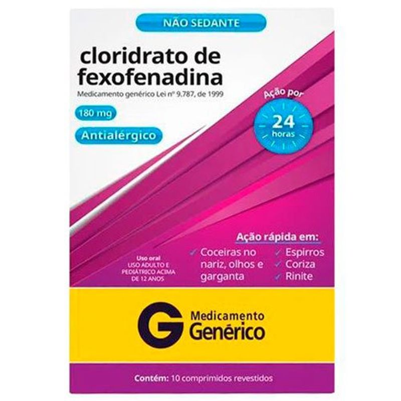 cloridrato fexofenadina 180mg 10 comprimidos neo quimica