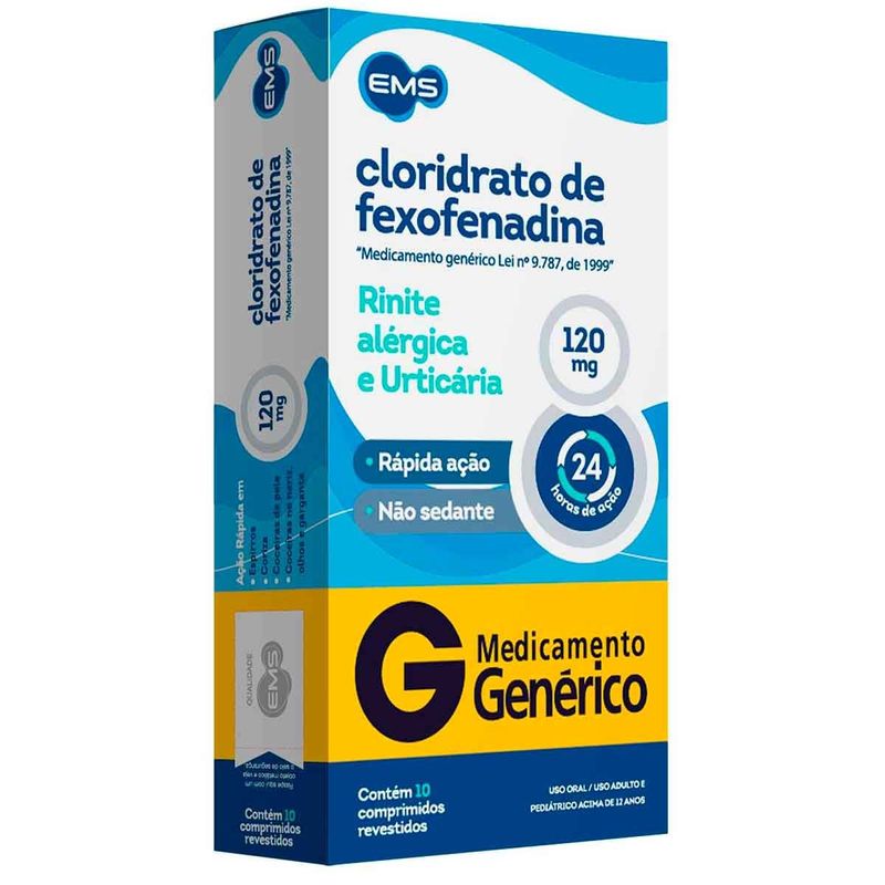 cloridrato de fexofenadina 120mg 10 comprimidos revestidos ems