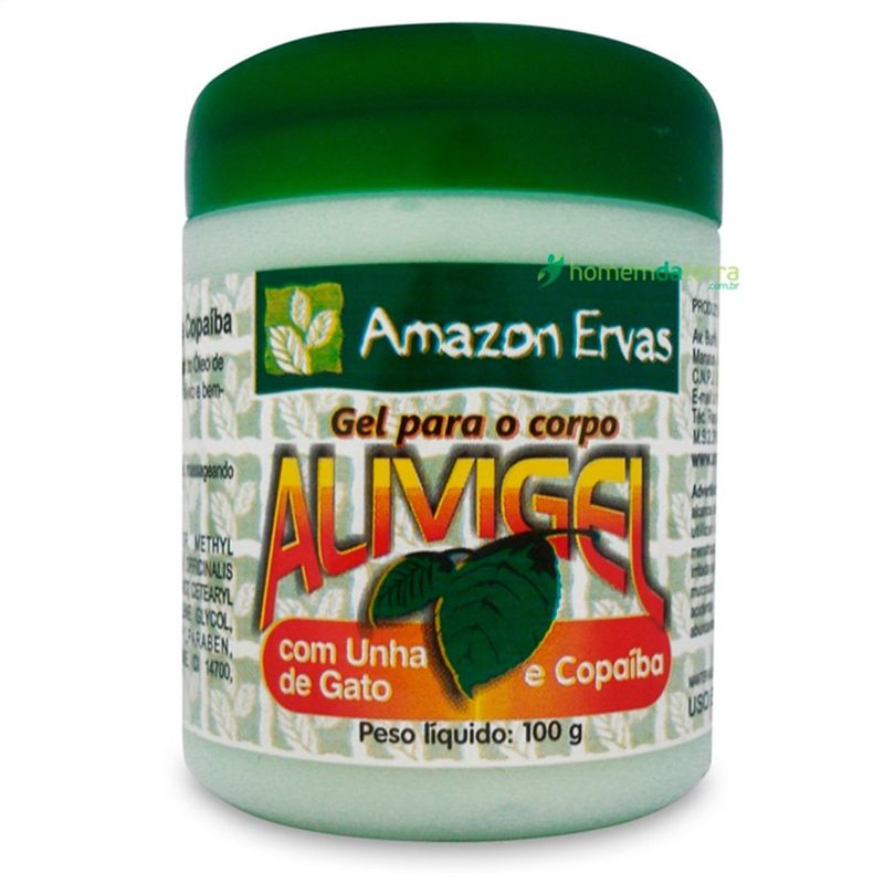 gel massageador amazon ervas alivigel unha de gato/copaíba 100g