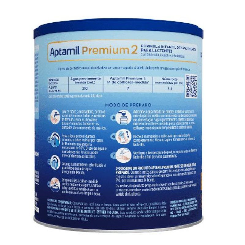 fórmula infantil danone aptamil premium 2 0-2 anos (ou mais) 400g