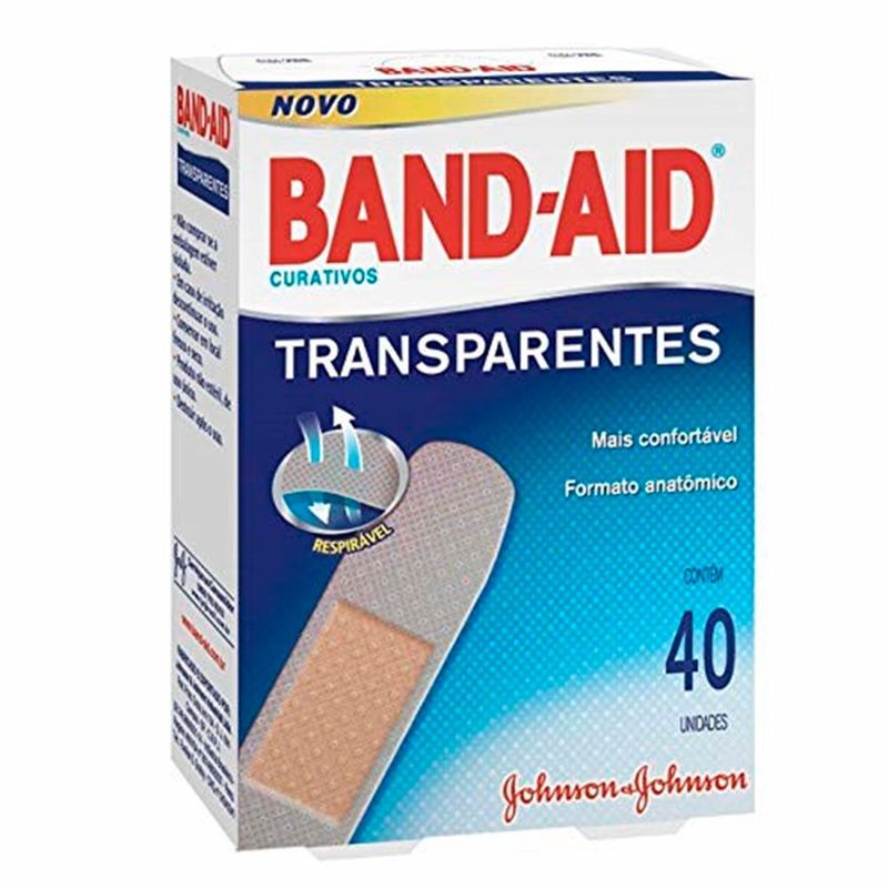 curativo johnson & johnson band-aid transparente 40 unidades