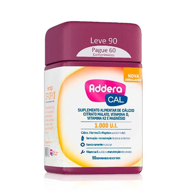 addera cal 1.000ui 90 comprimidos revestidos mantecorp