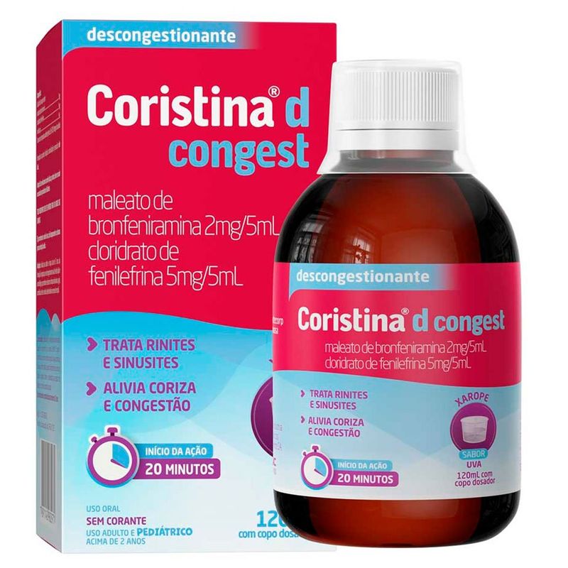 coristina d congest 2+5mg/5ml xarope 120ml mantecorp
