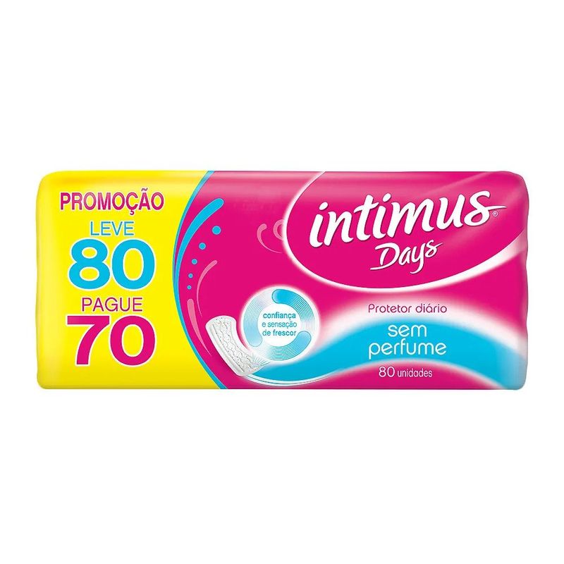 protetor diário intimus days com 80 sem perfume