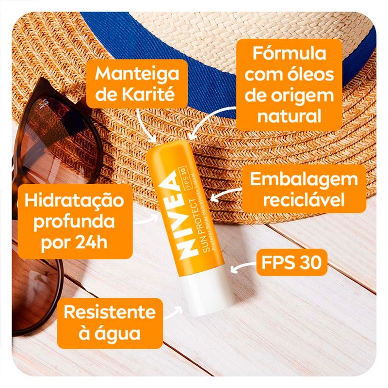 protetor labial nivea sun protect fps 30 4,8g