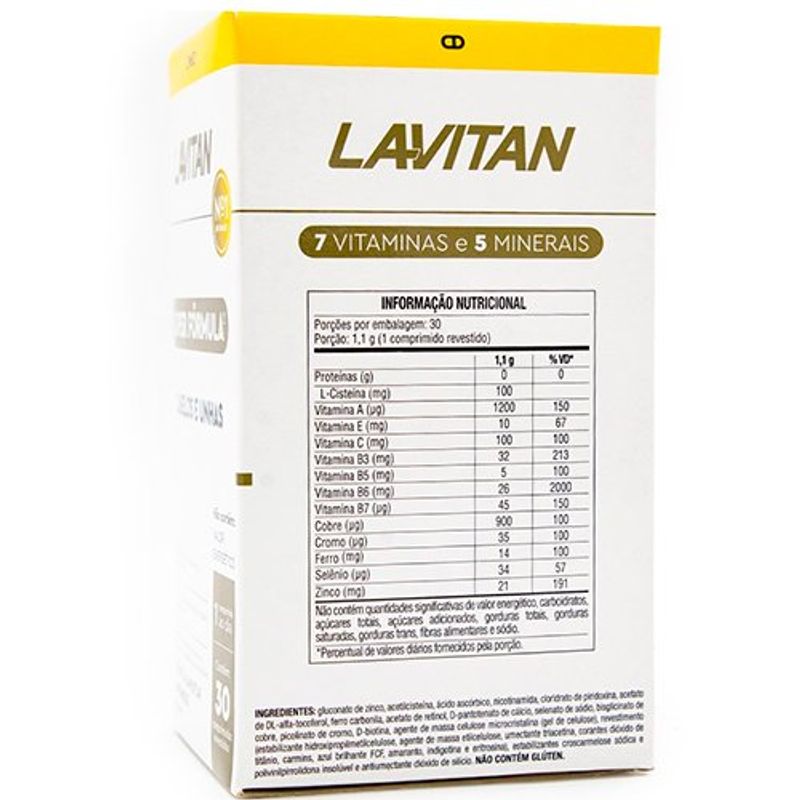 lavitan cabelos e unhas super fórmula 30 comprimidos revestidos cimed