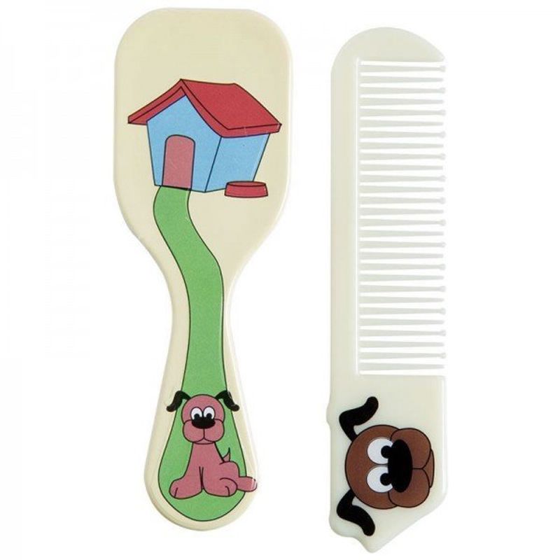 kit infantil marco boni baby zoo pente e escova cachorrinho