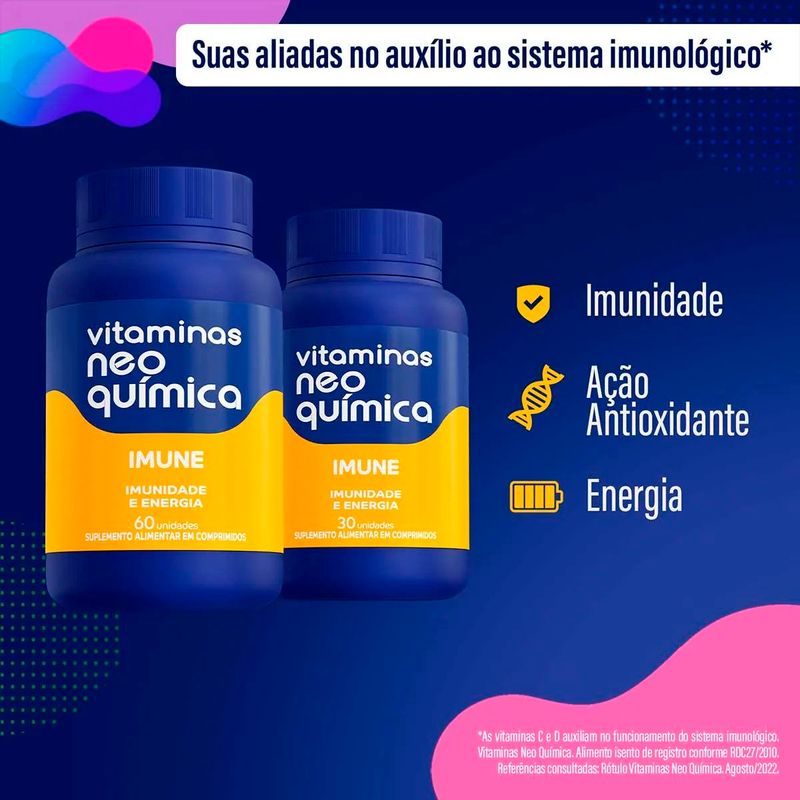 vitaminas neo química imune 30 comprimidos imunidade e energia