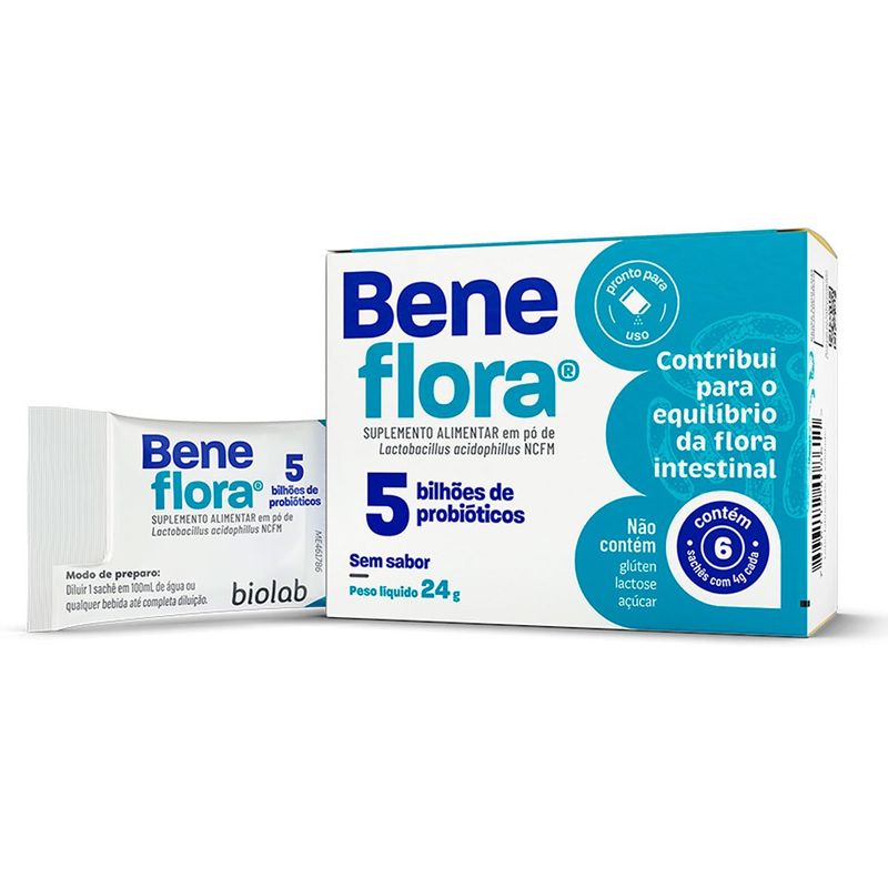 beneflora 5 bilhões caixa com 6 sachês 4g sem sabor biolab outros