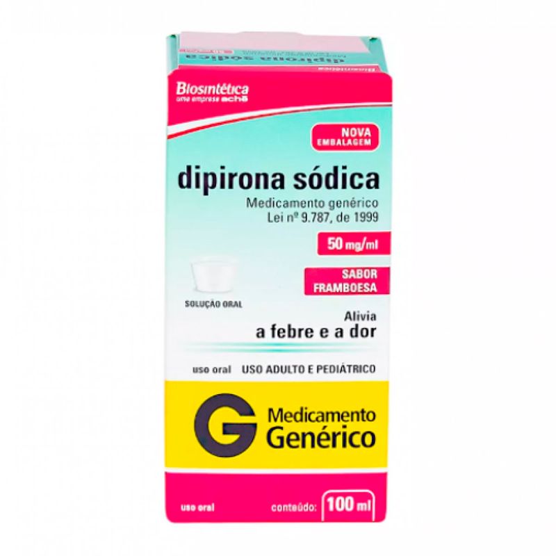 dipirona sódica 50mg/ml solução oral 100ml+copo medidor biosintetica