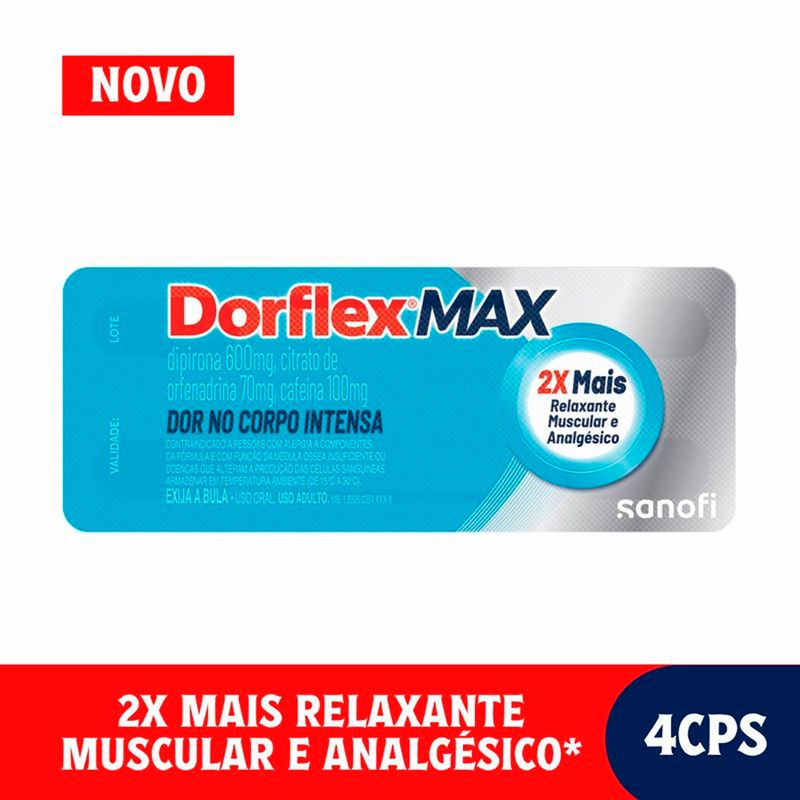 dorflex max 600+70+100mg 4 comprimidos sanofi