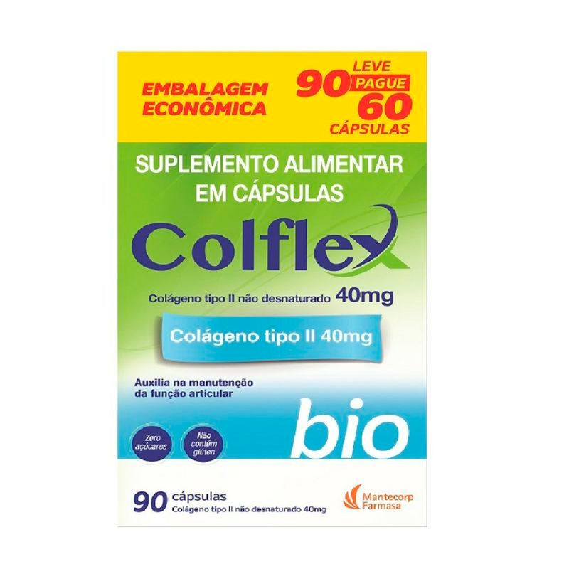 colflex bio 40mg 90 cápsulas mantecorp