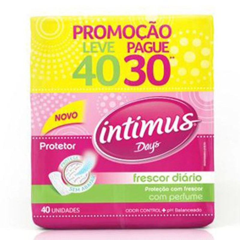 protetor diário intimus days com perfume leve 40 pague 35
