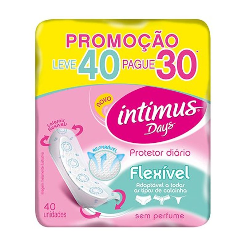 protetor diário intimus flexível leve 40 pague 30