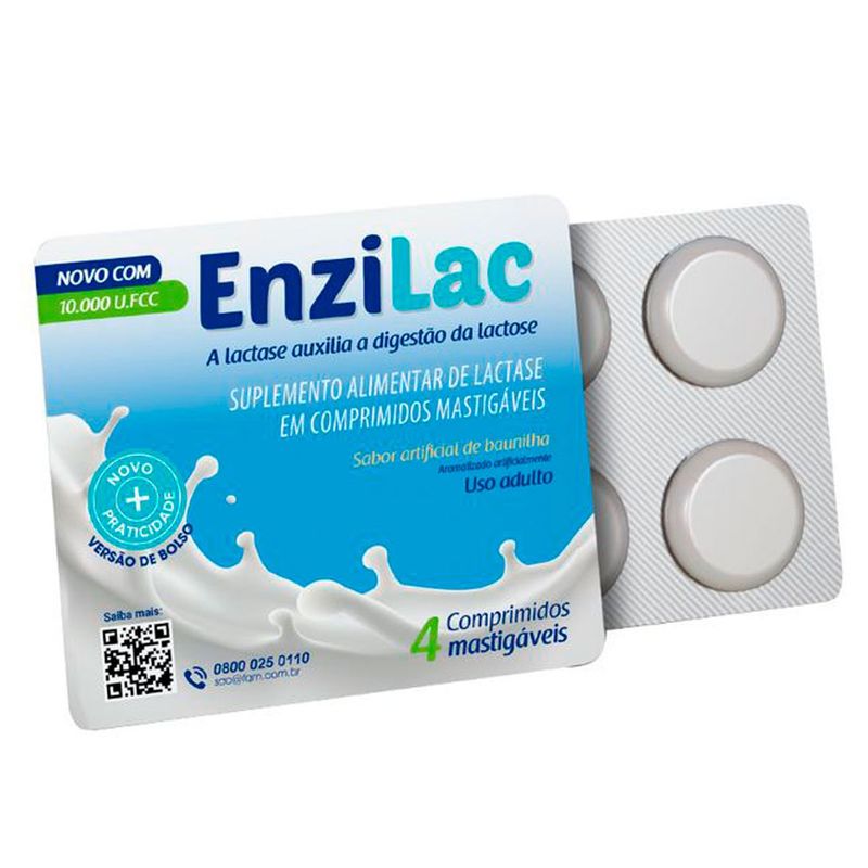 enzilac 10.000u.fcc 4 comprimidos mastigáveis divcom