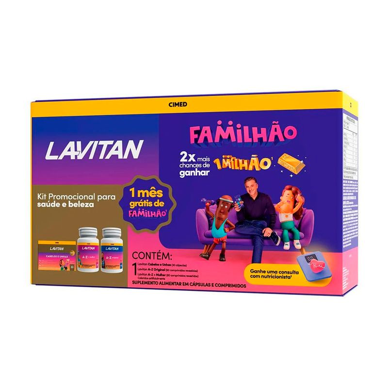 kit polivitamínico lavitan cabelos e unhas + a-z original + a-z mulher cimed