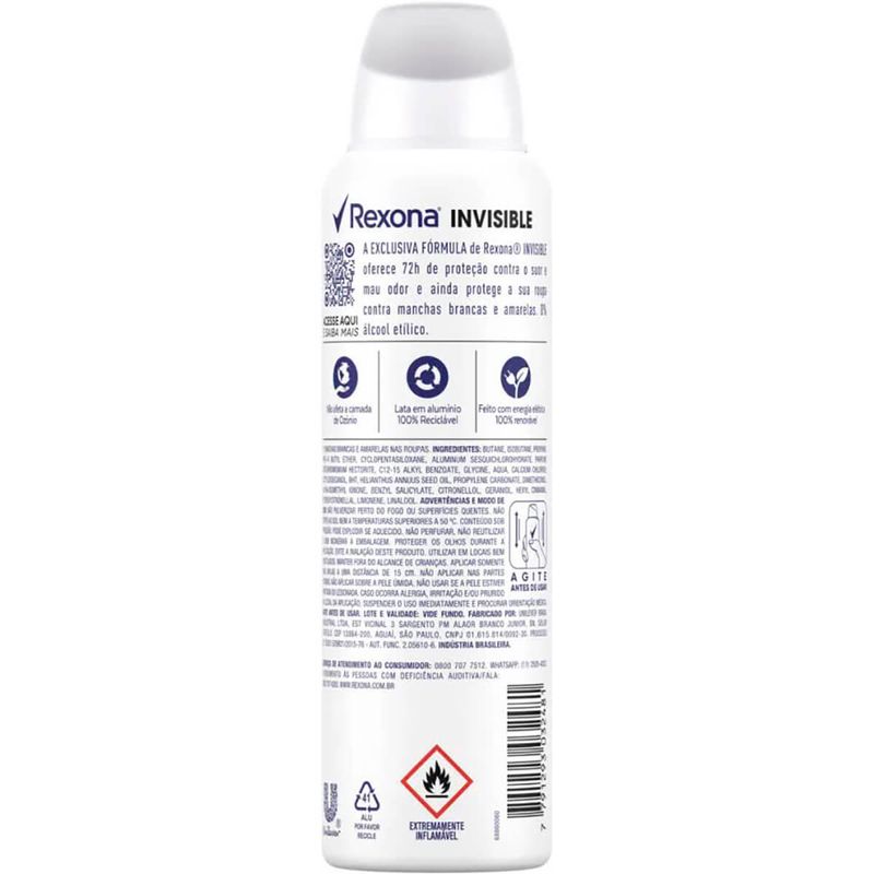 desodorante rexona aerosol invisible 150ml