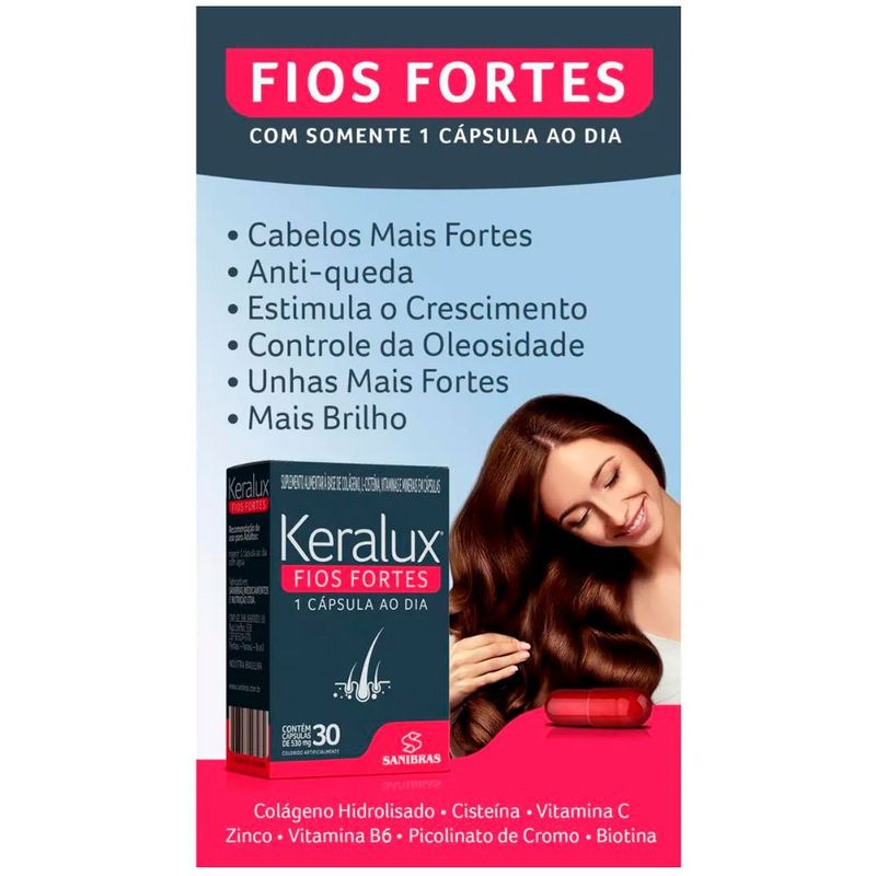 keralux fios fortes 530mg 30 cápsulas sanibrás
