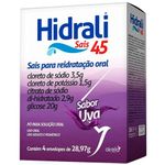 hidrali 45 sais para reidratação oral sabor uva 4 envelopes airela