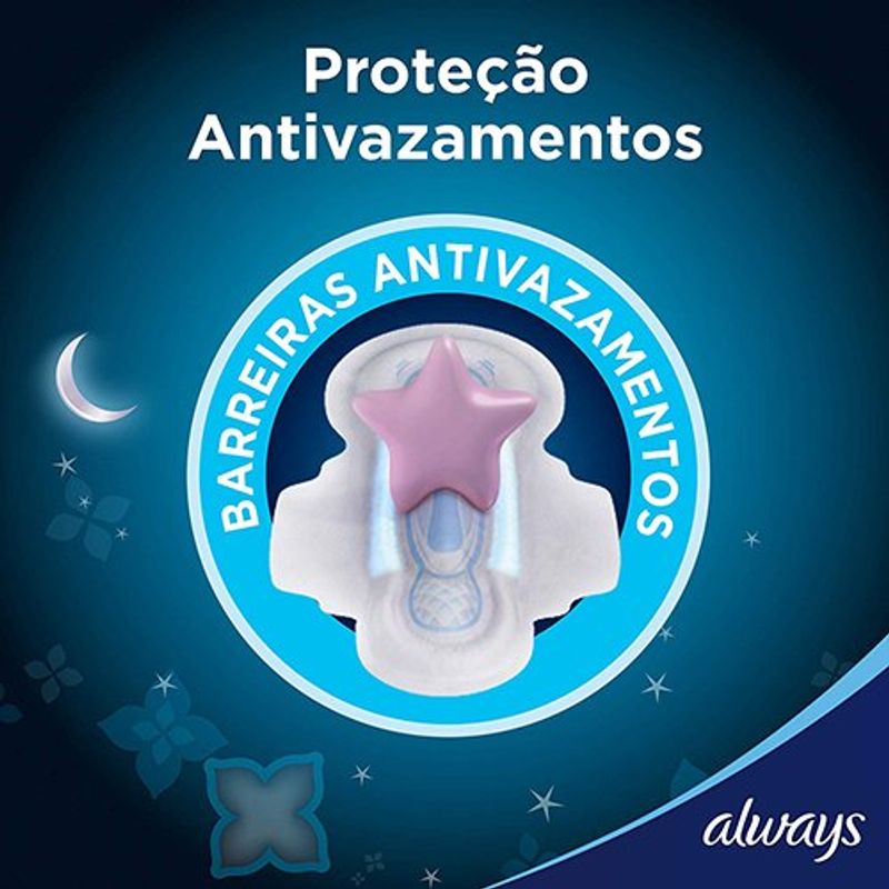 absorvente always noite tranquila seca leve 16 pague 14 unidades