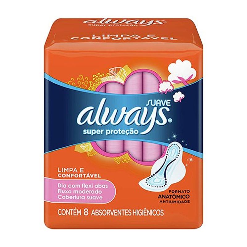 absorvente always super proteção suave com abas 8 unidades