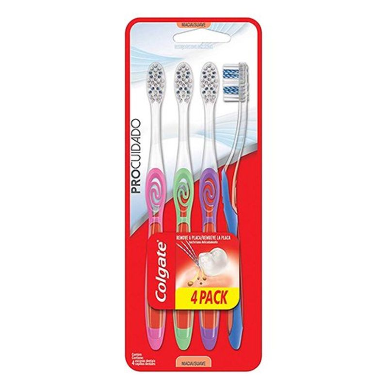 escova dental pack colgate pro cuidado com 4 unidades