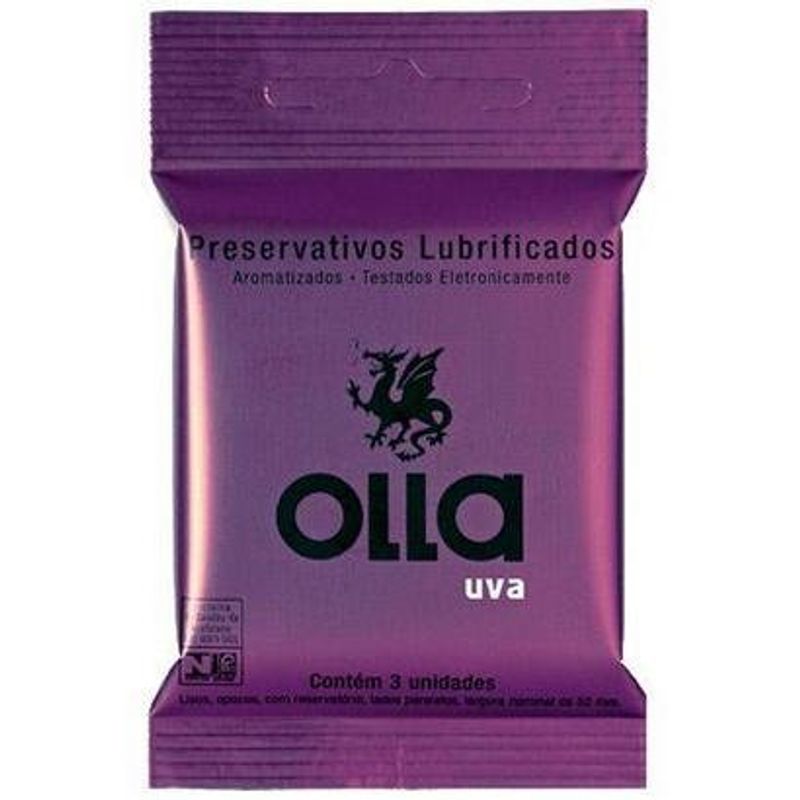 preservativo lubrificado olla uva 3 unidades